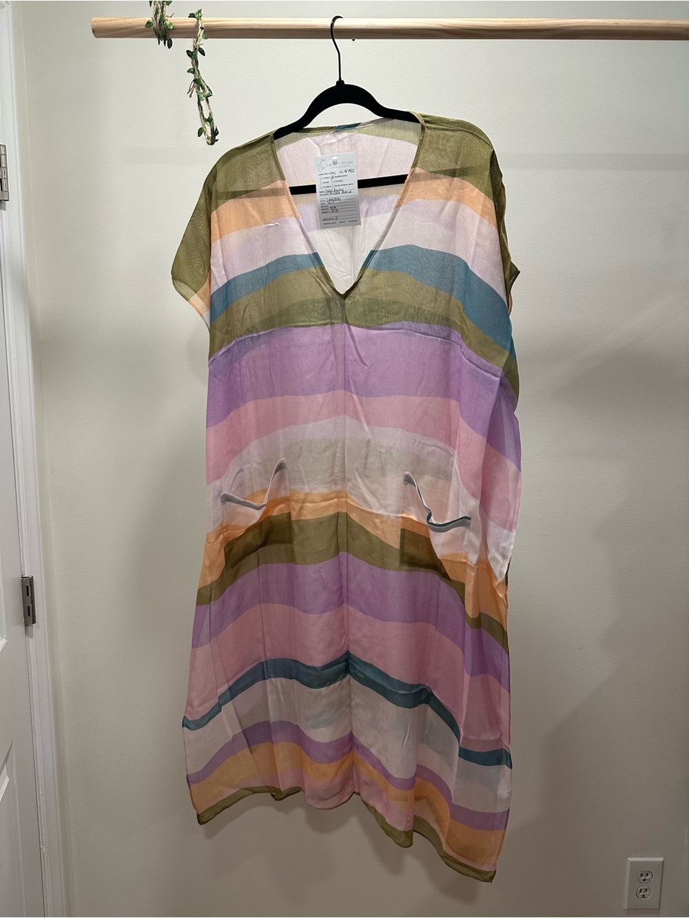 Striped V-Neck Multicolor Women’s Swim Coverup